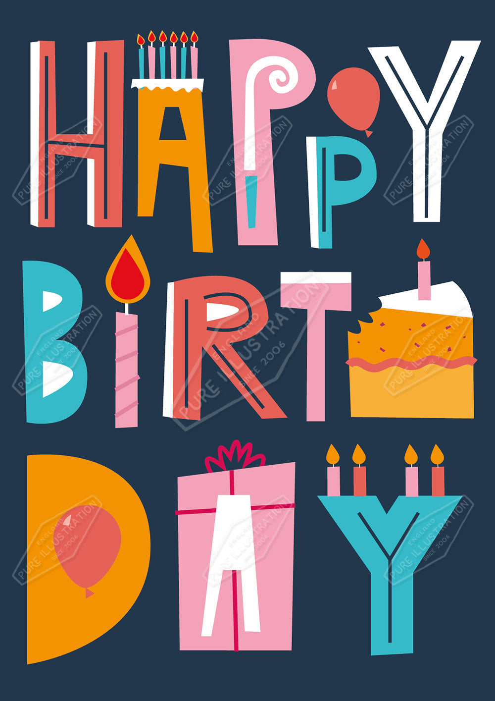 Birthday Greeting Card Design - by Luke Swinney - Pure Art Licensing Agency & Surface Design Studio