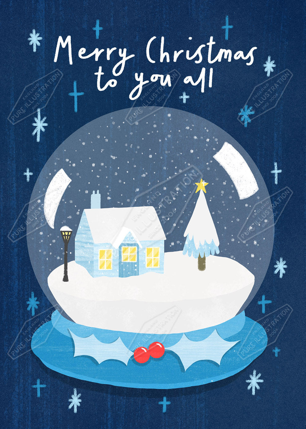 Christmas Snow Globe Greeting Card Design - by Leah Brideaux - Pure Art Licensing Agency & Surface Design Studio