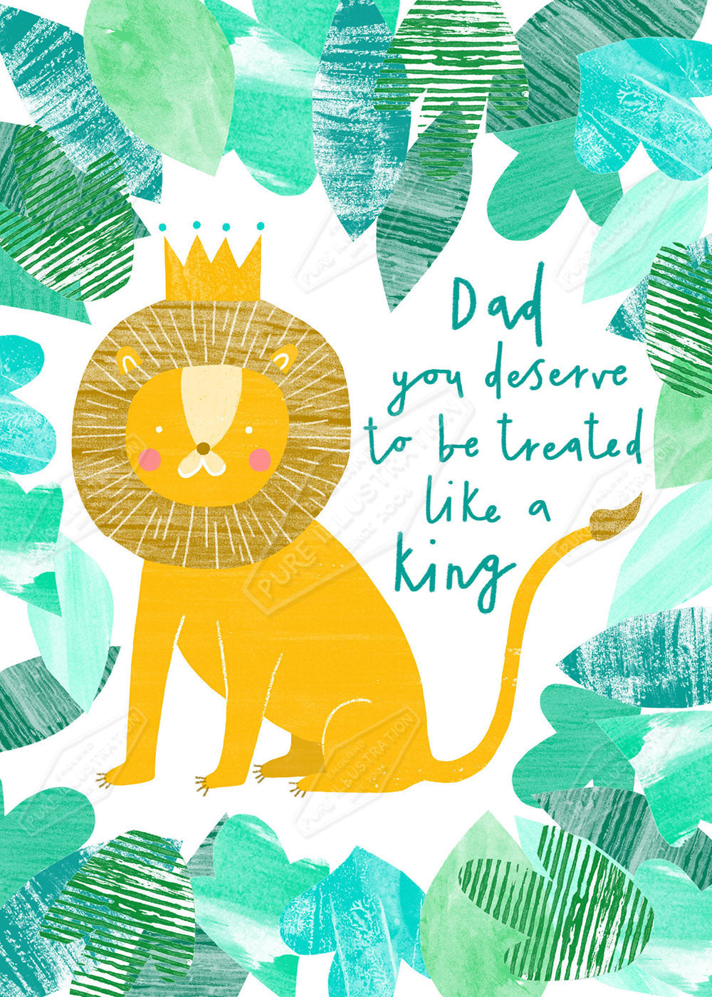 Dad Birthday / Father's Day Lion Greeting Card Design - by Leah Brideaux - Pure Art Licensing Agency & Surface Design Studio