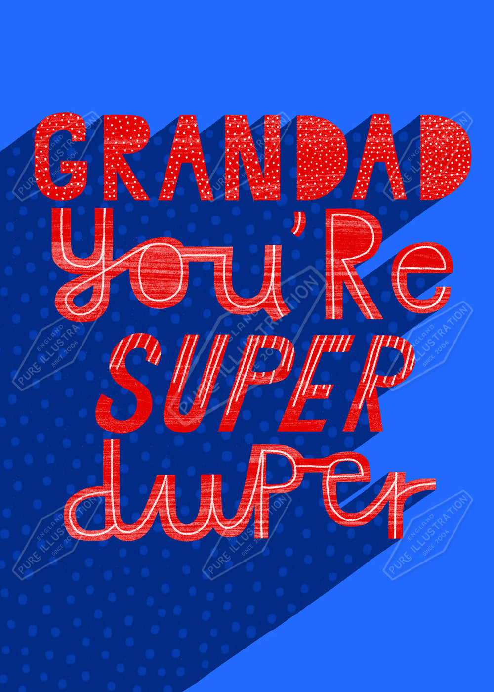 Grandad Birthday / Father's Day Retro Text Greeting Card Design - by Leah Brideaux - Pure Art Licensing Agency & Surface Design Studio