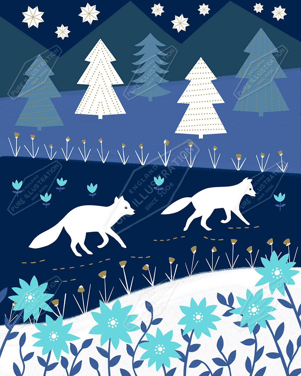 Country Foxes Christmas Illustration by Sian Summerhayes for Pure Art Licensing & Surface Design Agency