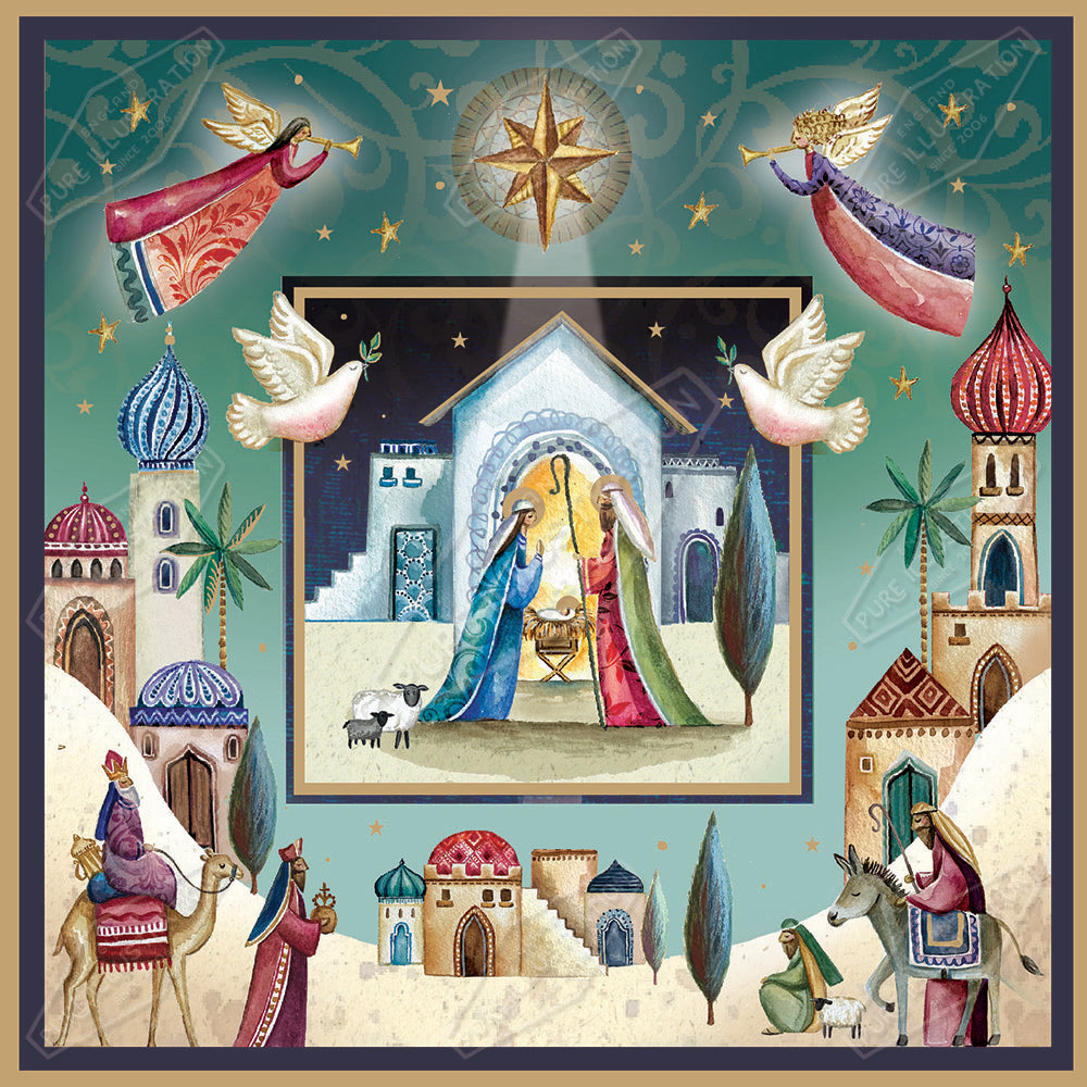 Nativity Illustration by Deva Evans for Pure Art Licensing Agency