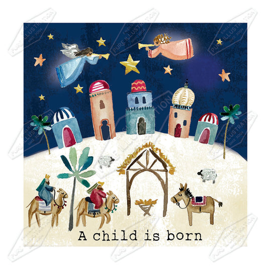 Childrens Nativity Illustration by Deva Evans - Pure Art Licensing Agency