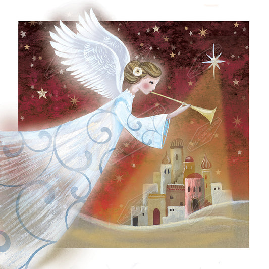 Angel over Bethlehem Illustration by Deva Evans for Pure Art Licensing Agency