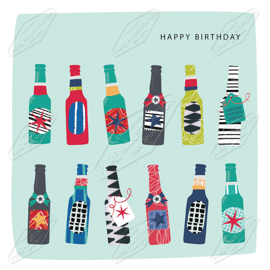 00035014IMC - Birthday Beers Greeting Card Design by Isla McDonald for Pure Art Licensing Agency International Product & Packaging Surface Design 