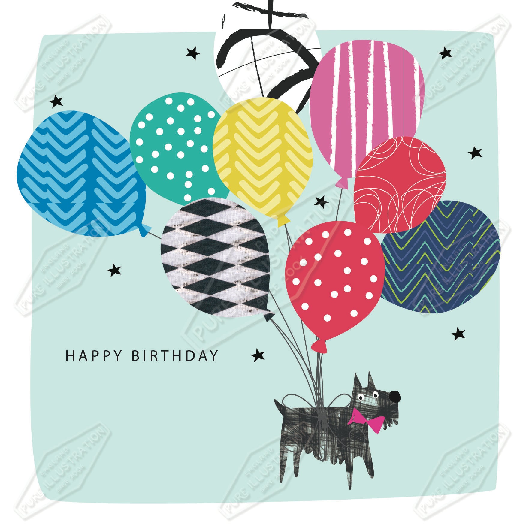 00035023IMC - Dog & Balloon Birthday by Isla McDonald for Pure Art Licensing Agency International Product & Packaging Surface Design 