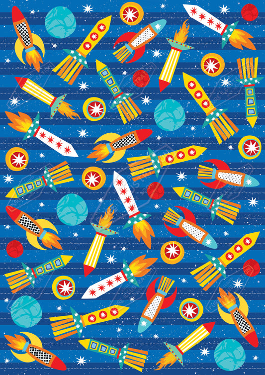 00035030IMC - Rockets & Planets Pattern Design by Isla McDonald for Pure Art Licensing Agency International Product & Packaging Surface Design 