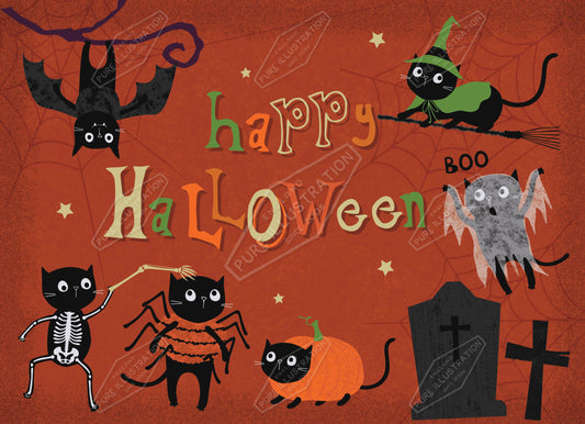 00035059GEG- Gill Eggleston is represented by Pure Art Licensing Agency - Halloween Greeting Card Design