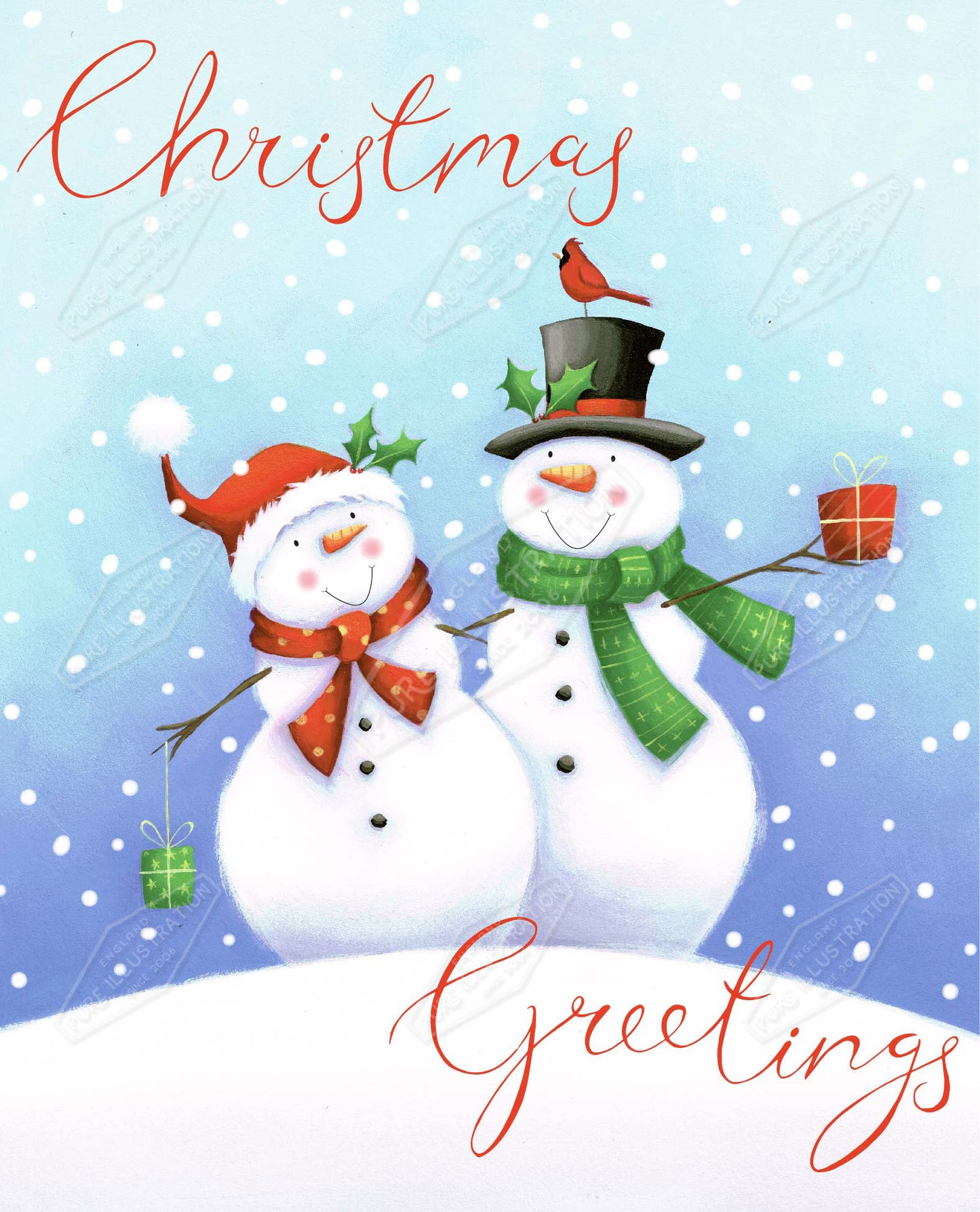 00035099SPI- Sarah Pitt is represented by Pure Art Licensing Agency - Christmas Greeting Card Design