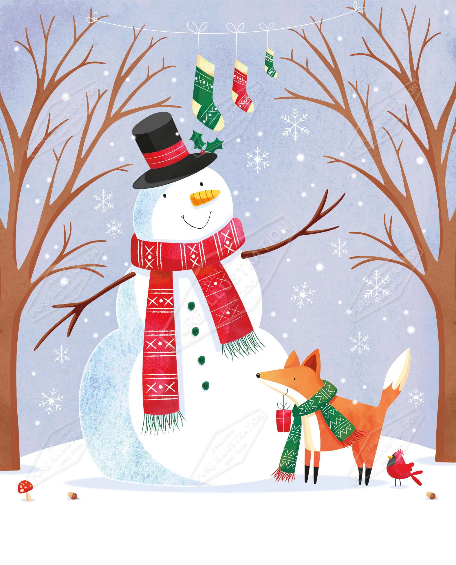00035107SPI- Sarah Pitt is represented by Pure Art Licensing Agency - Christmas Greeting Card Design