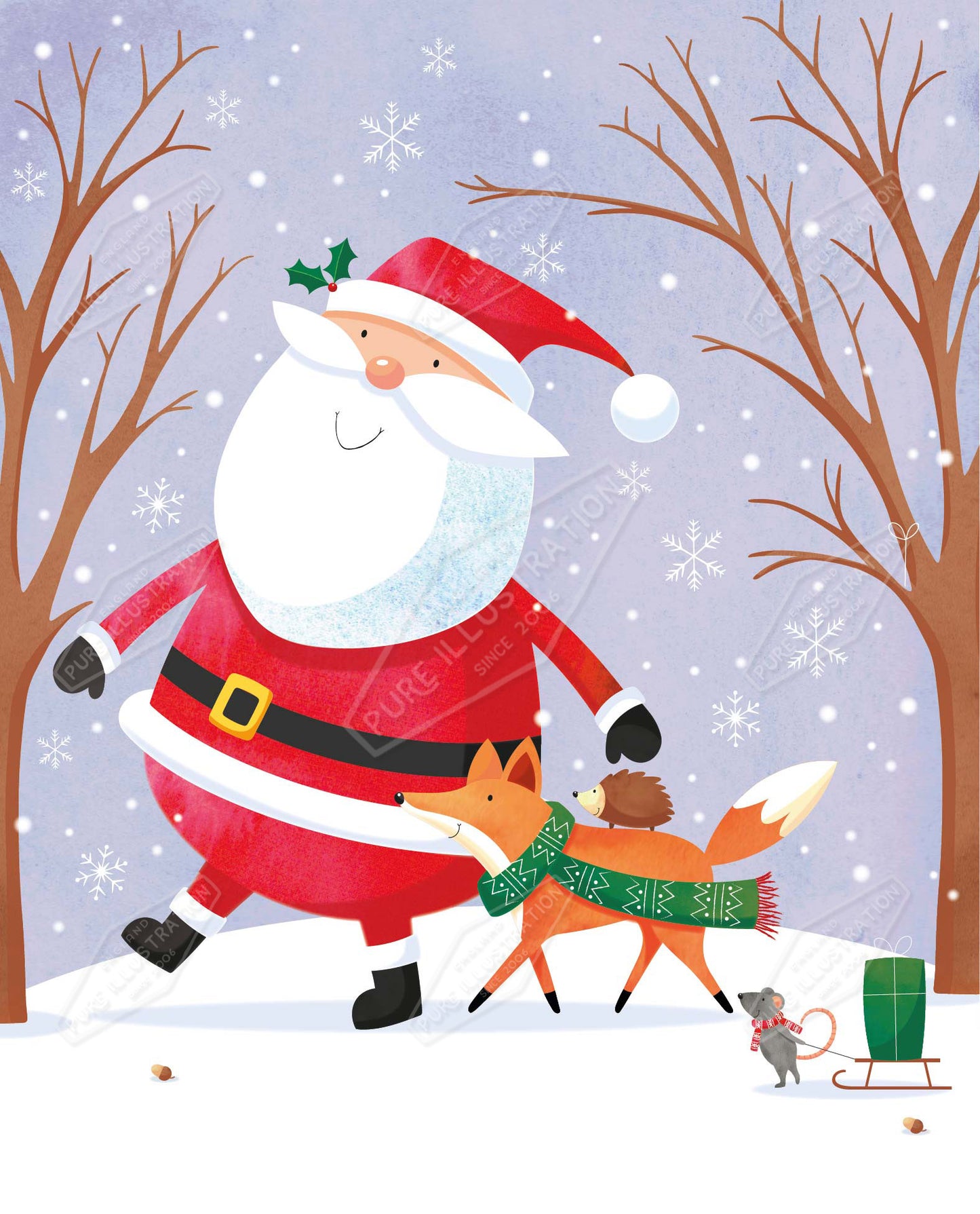 00035108SPI- Sarah Pitt is represented by Pure Art Licensing Agency - Christmas Greeting Card Design