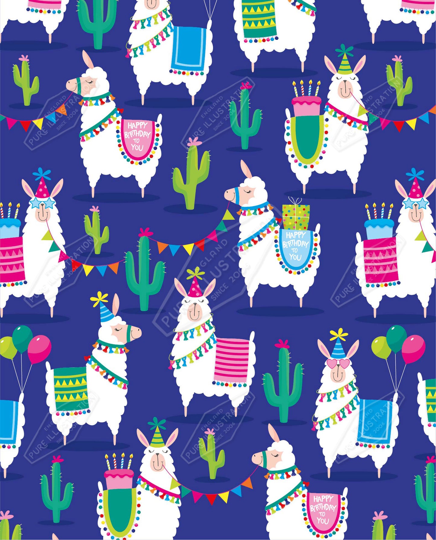 00035122SPI- Sarah Pitt is represented by Pure Art Licensing Agency - Birthday Pattern Design