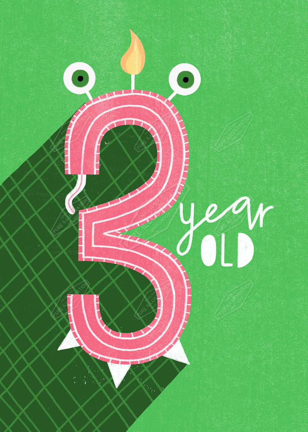 3 Year Old Birthday Card Design - Leah Brideaux is represented by Pure Art Licensing Agency