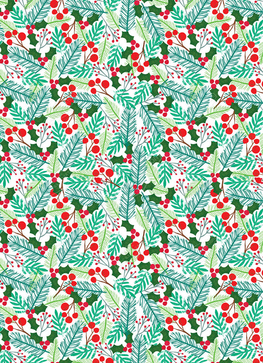 00035211IMC - Holly & Berry Pattern Design for Greeting Cards, Gift Bags & Gift Wrap - Isla McDonald is represented by Pure Art Licensing Agency - Christmas Greeting Card