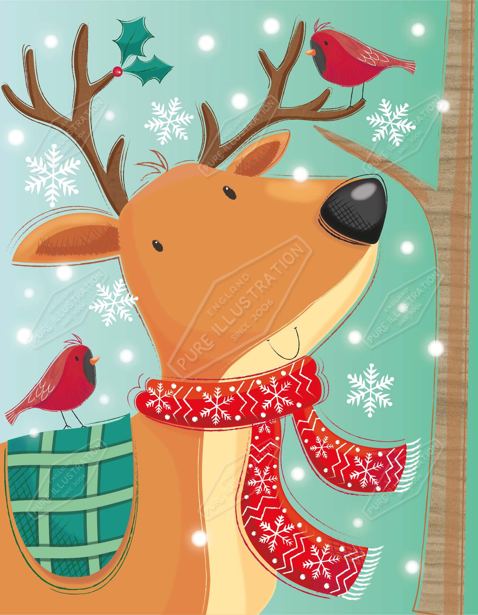 00035246SPI- Sarah Pitt is represented by Pure Art Licensing Agency - Christmas Greeting Card Design