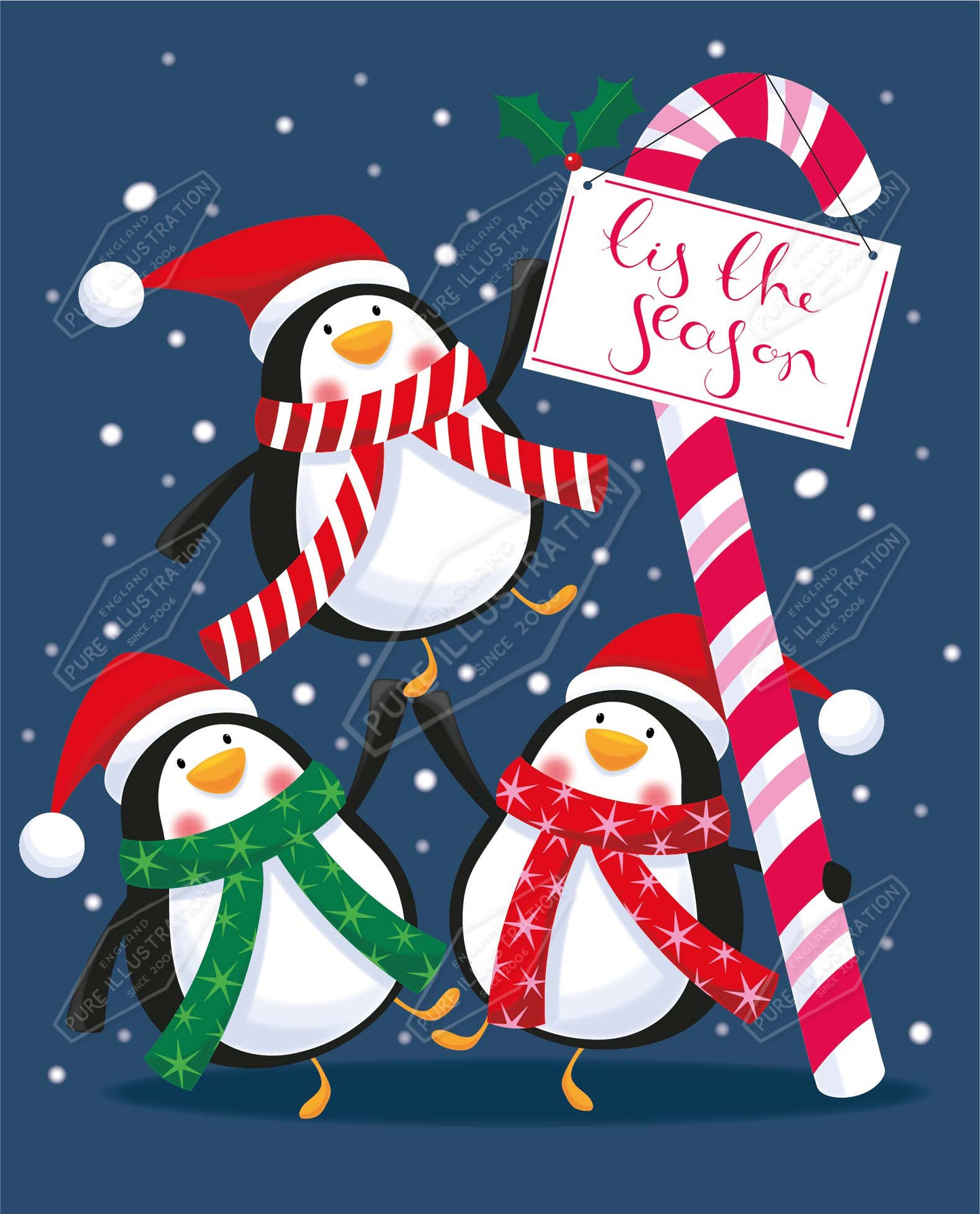 00035267SPI- Sarah Pitt is represented by Pure Art Licensing Agency - Christmas Greeting Card Design