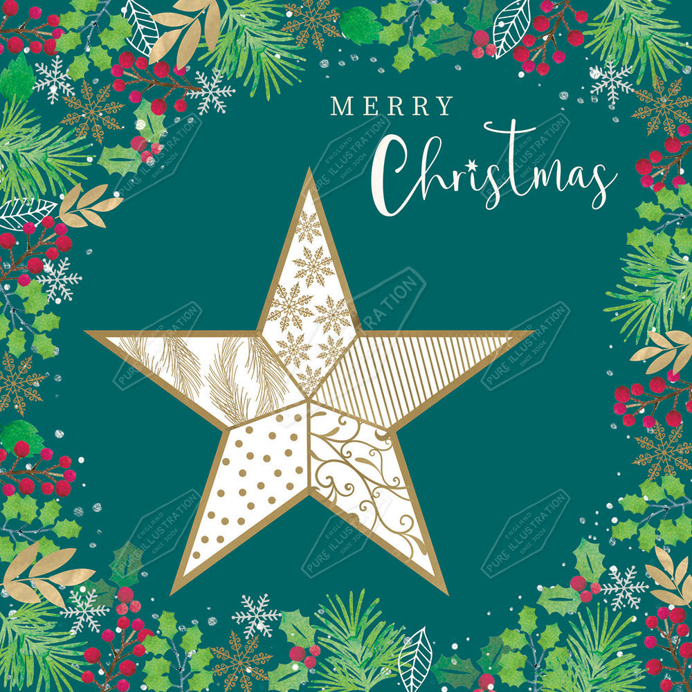 00035438IMC - Isla McDonald is represented by Pure Art Licensing Agency - Star Christmas Greeting Card Design