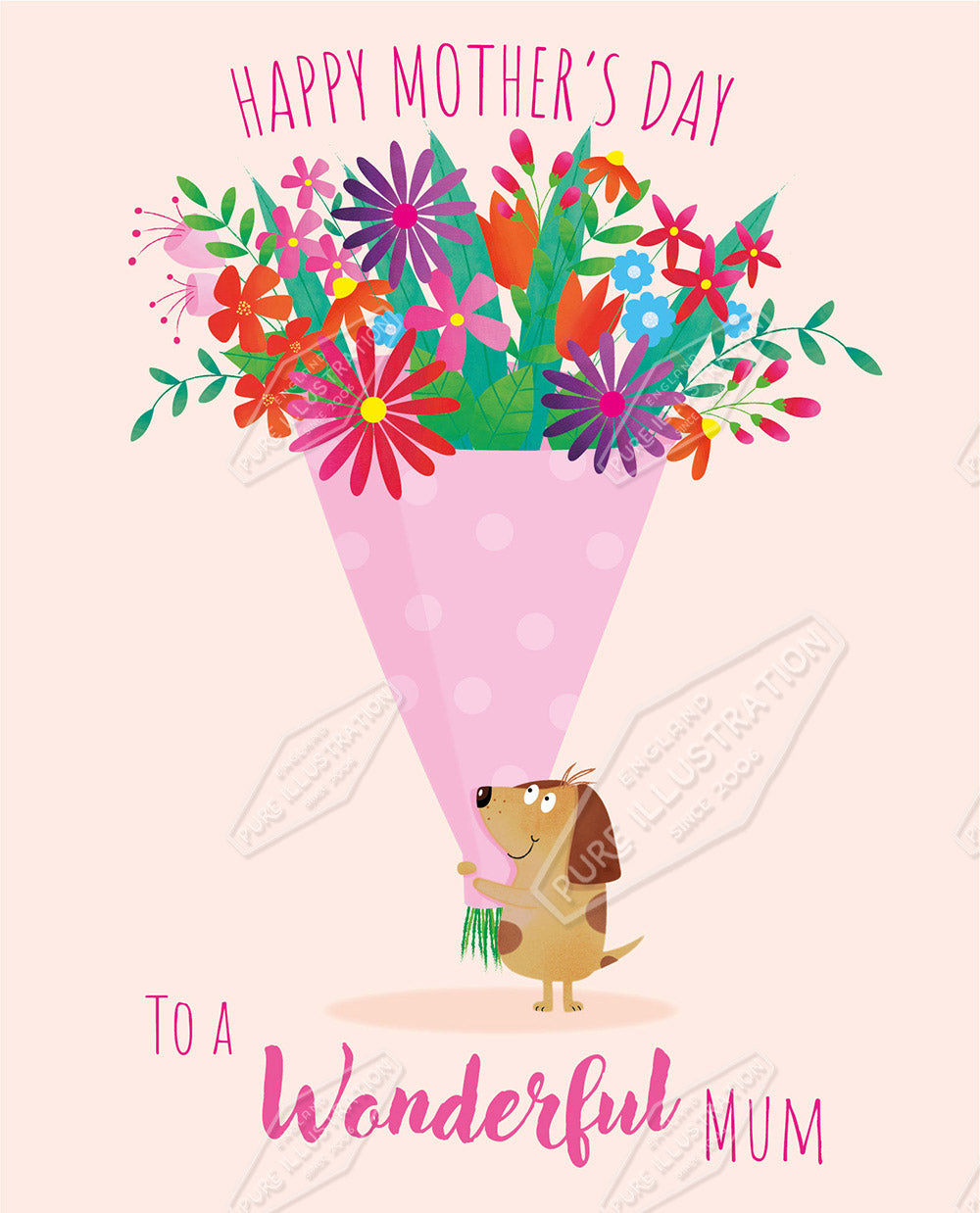 00035556SPI - Mother's Day Bouquet Illustration Greeting Card Design - Sarah Pitt is represented by Pure Art Licensing Agency - Mother's Day Greeting Card